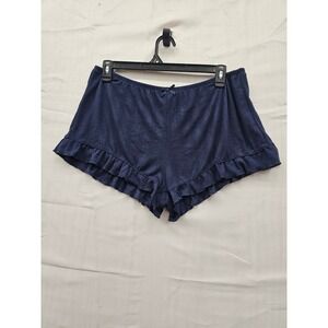 Navy Blue Ribbed Ruffle Hem Pajama Shorts Sleepwear XL 544XL7